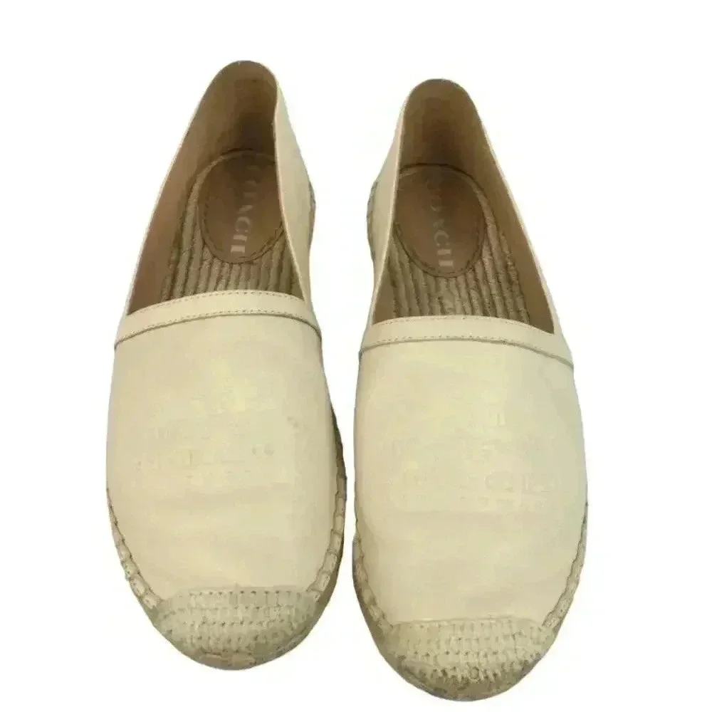 Coach Charlie Women's Leather Espadrilles Shoes Off White Size 6.5B